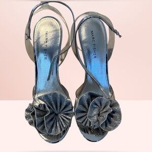 Marc Fisher Silver Heels with Floral Accent
